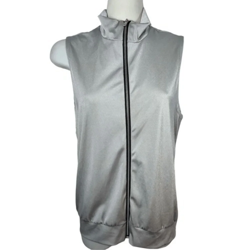 Kelle Metallic Silver Dance Costume Vest Youth L Stage Recital Zip Performance